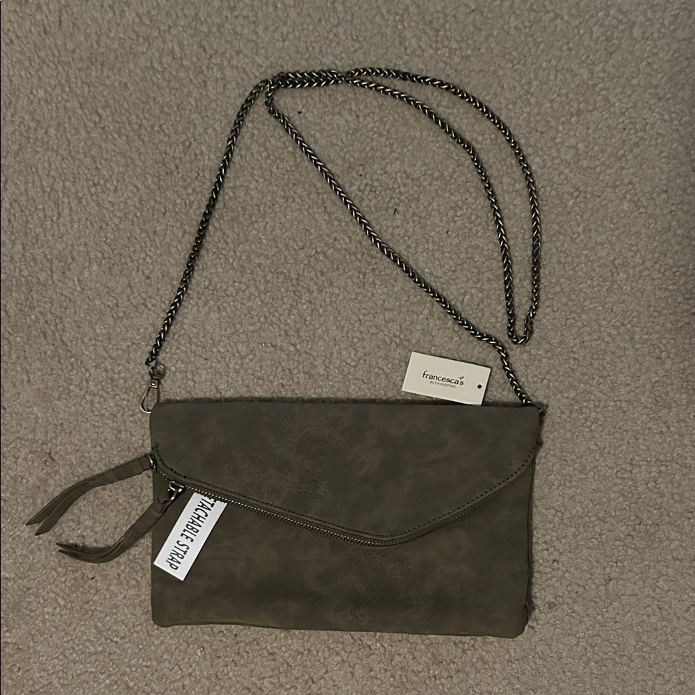 Francesca's Collections Khaki Wristlet Clutch